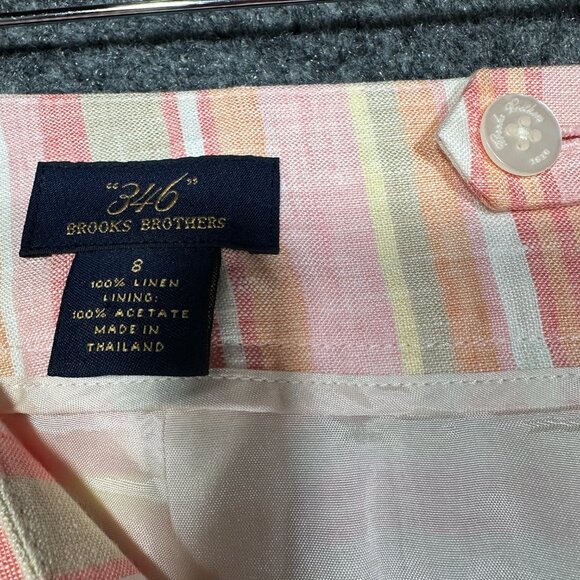 Brooks Brothers Skirt Womens 8 Orange Linen A Line Back Zipper Lined Pleated - Picture 3 of 6